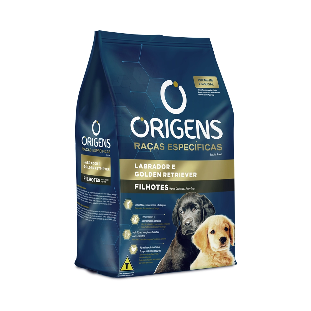Ração Origens Cães Filhotes Raças Específicas Labrador e Golden