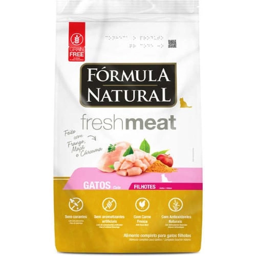 Ração Seca Fórmula Natural Fresh Meat Para Gatos Filhotes Sabor Frango. Maçã E Cúrcuma 7 Kg