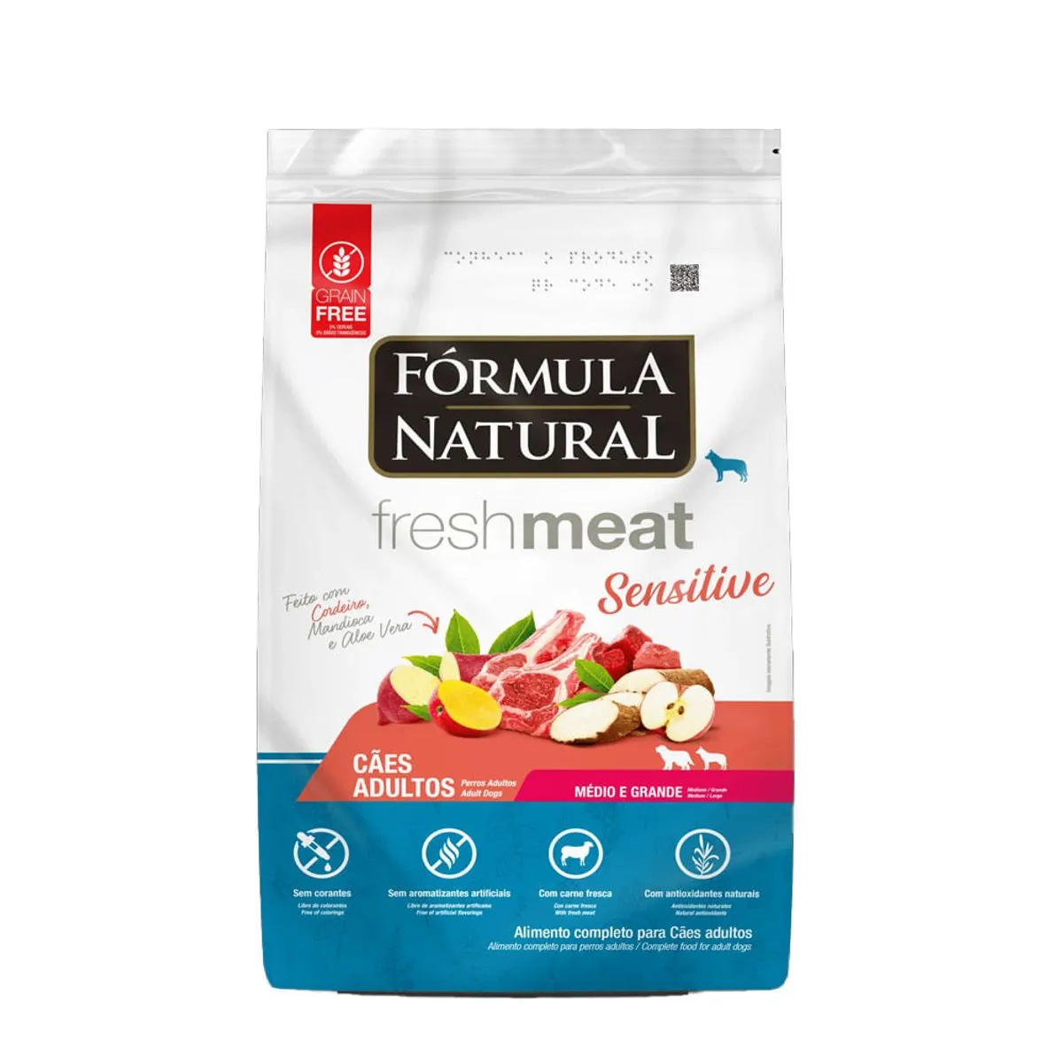 Ração Seca Fórmula Natural Fresh Meat Sensitive Cães Adultos Raças Médias 12 Kg