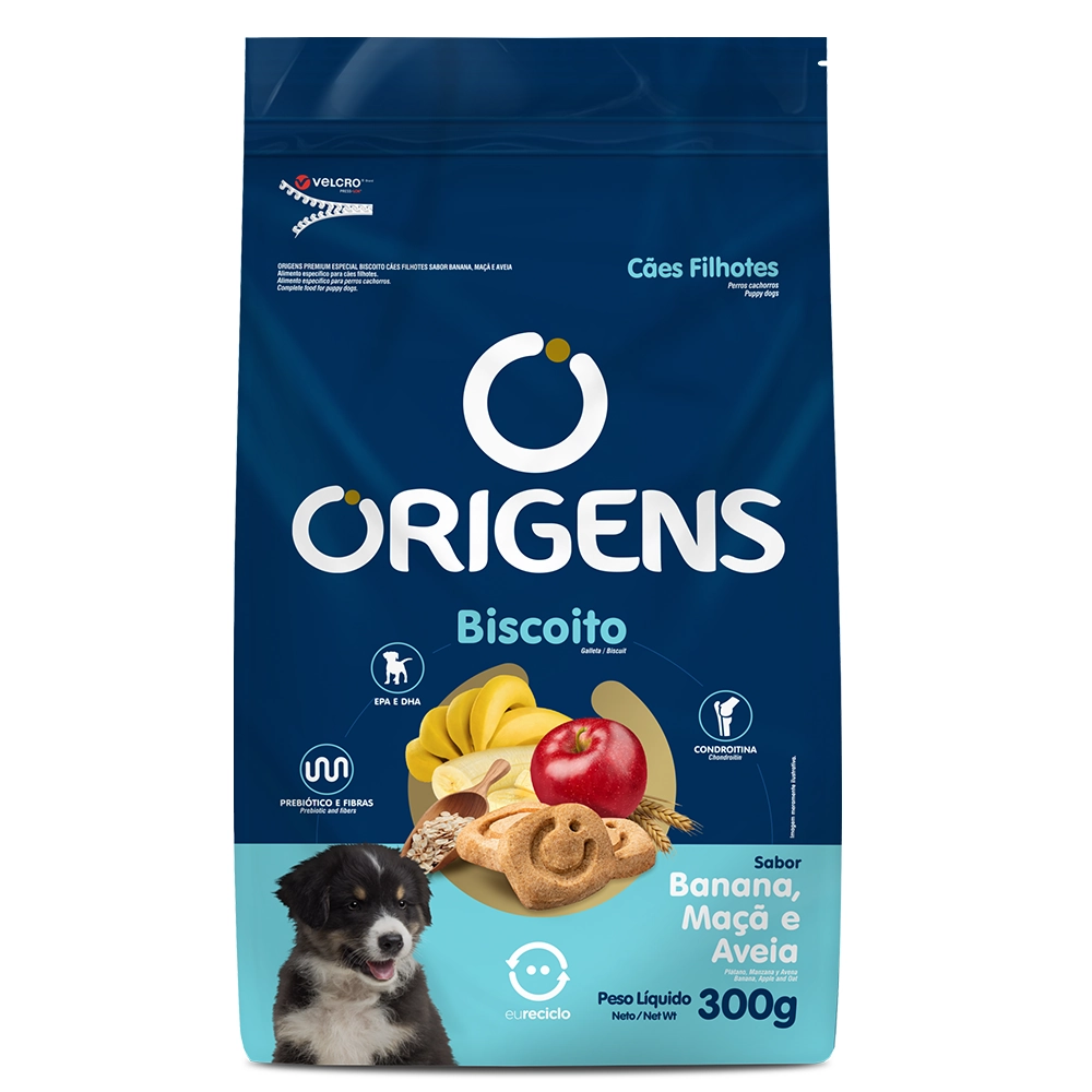 Bisc Origens 300gr Fil.banana Maca Aveia