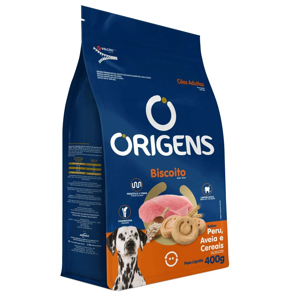 Biscoito Origens Cães Adultos Peru, Aveia e Cereais 400g