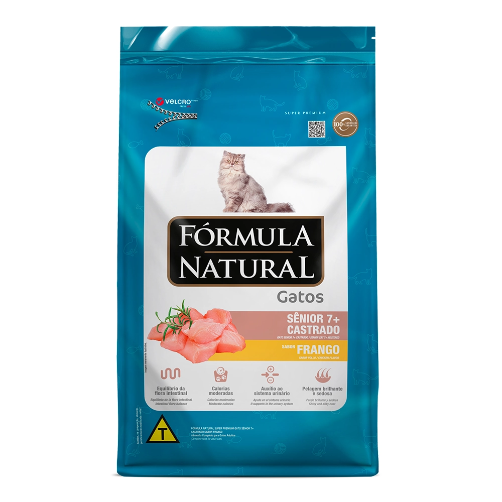 Ração Seca Formula Natural Super Premium Gatos Sênior 7 Castrados Sabor Frango 7kg