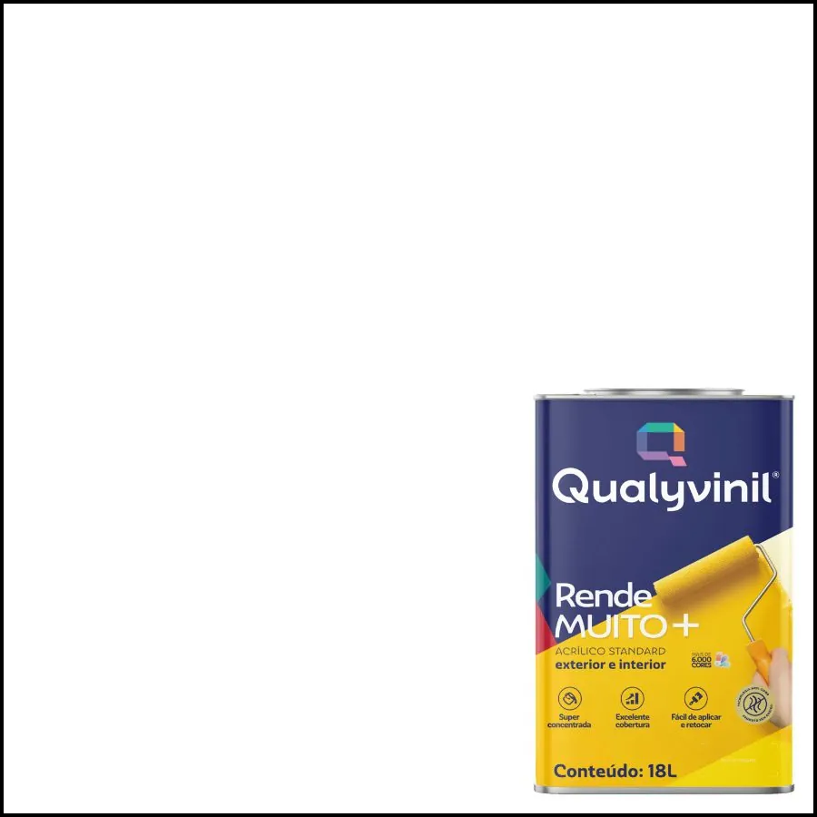 Tinta Acrílica Standard Fosco Rende Muito+ Qualyvinil 18.l - Branco