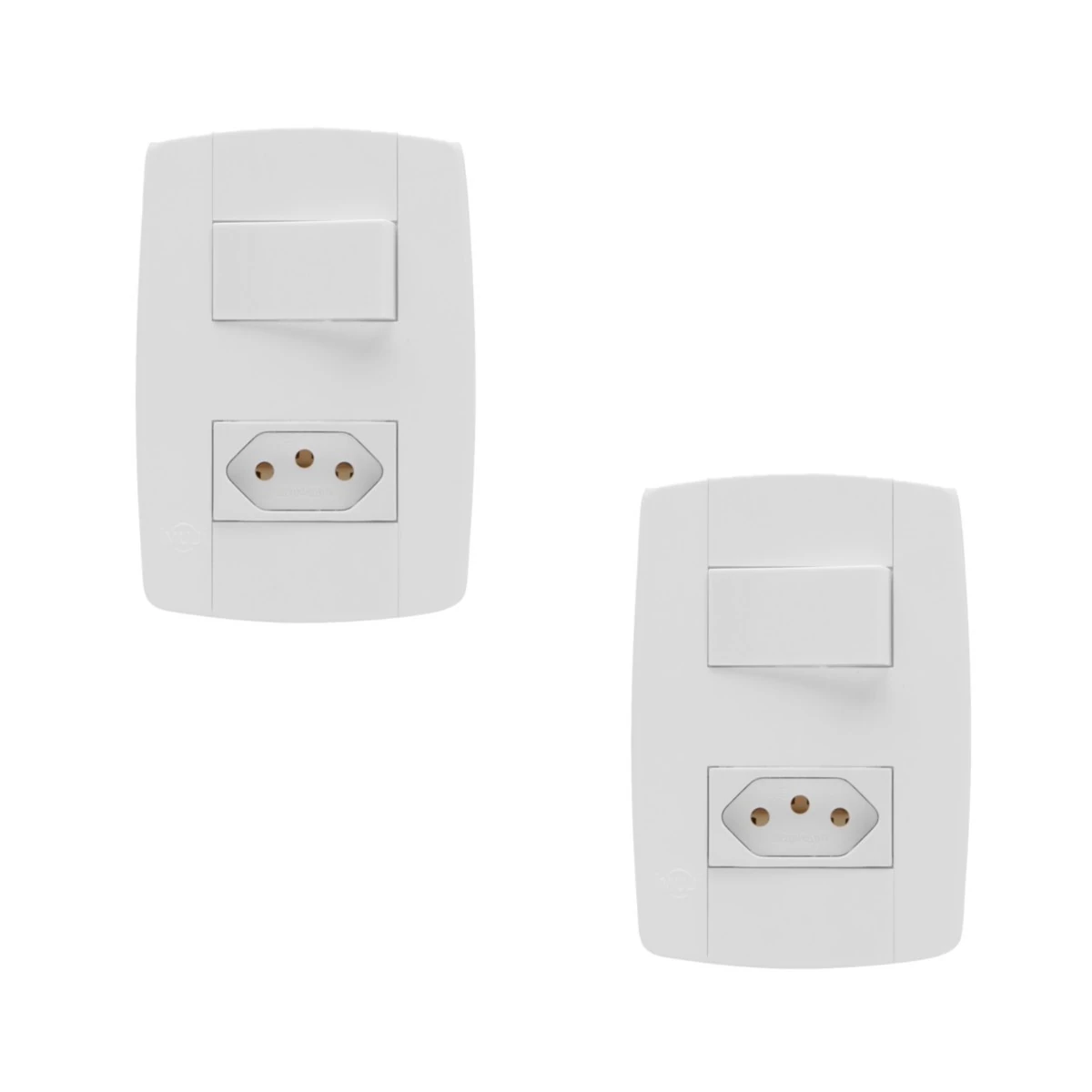 Kit 2 Conjunto Interruptor Simples + Tomada 20a 4x2 Branca