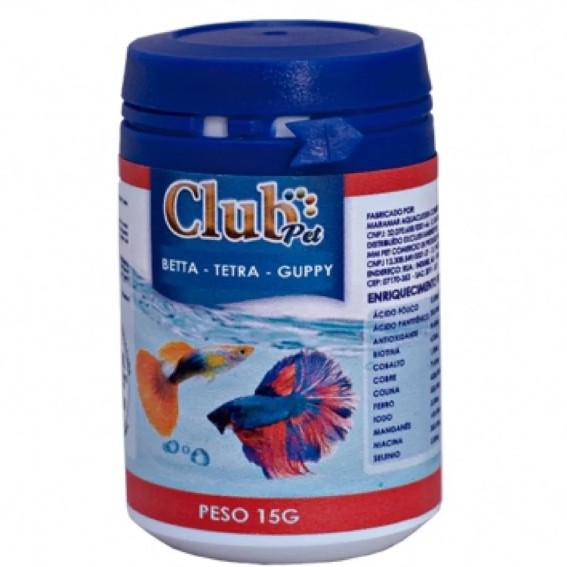 Alimento Para Peixes Betta Tetra E Guppy Club Pet 15g