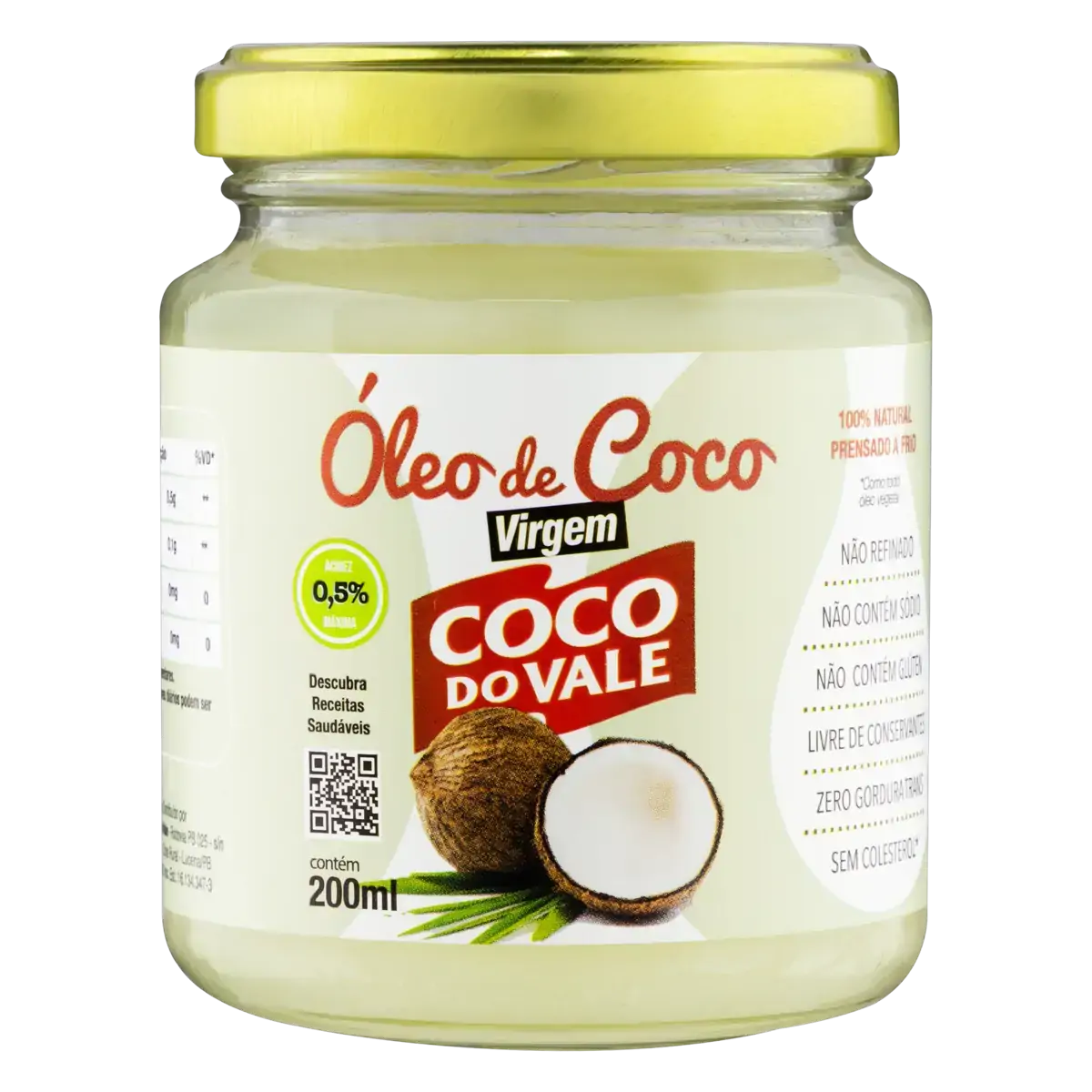 óleo De Coco Virgem Coco Do Vale Vidro 200ml