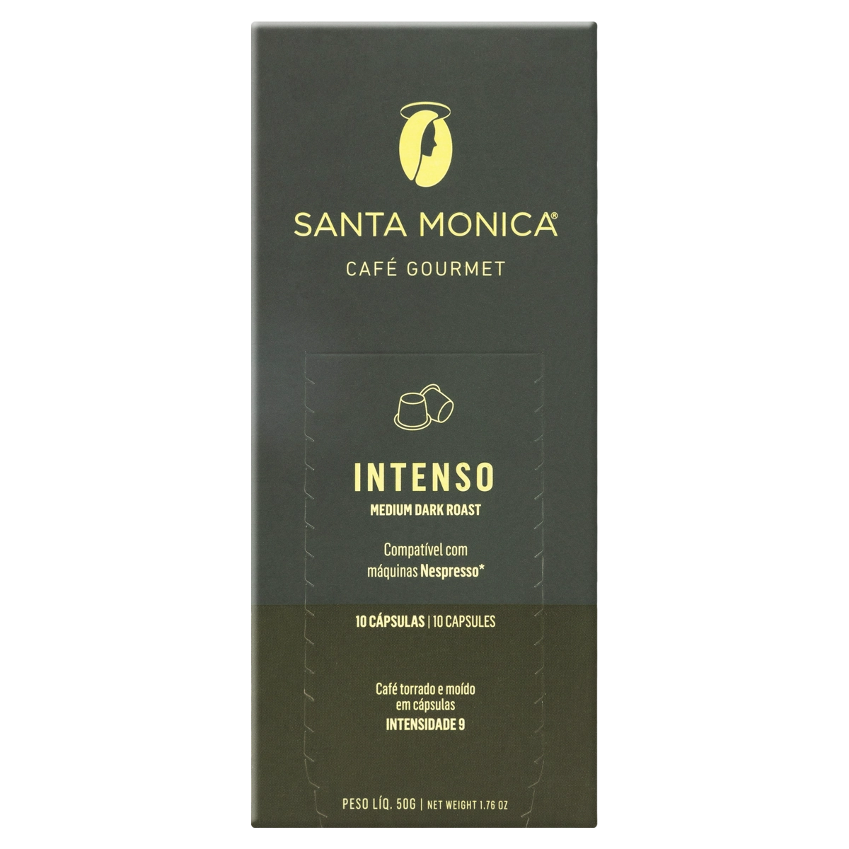 Café Em Cápsula Torrado E Moído Intenso Santa Monica Gourmet Caixa 50g 10 Unidades