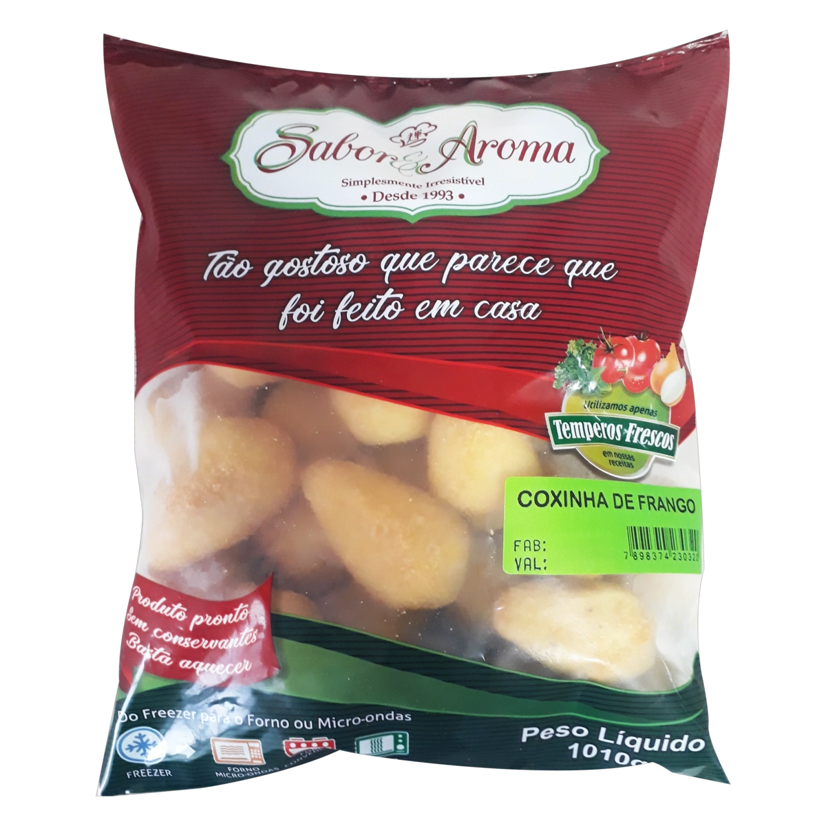 Coxinha Congelada Frango Sabor Aroma Pacote 1010g