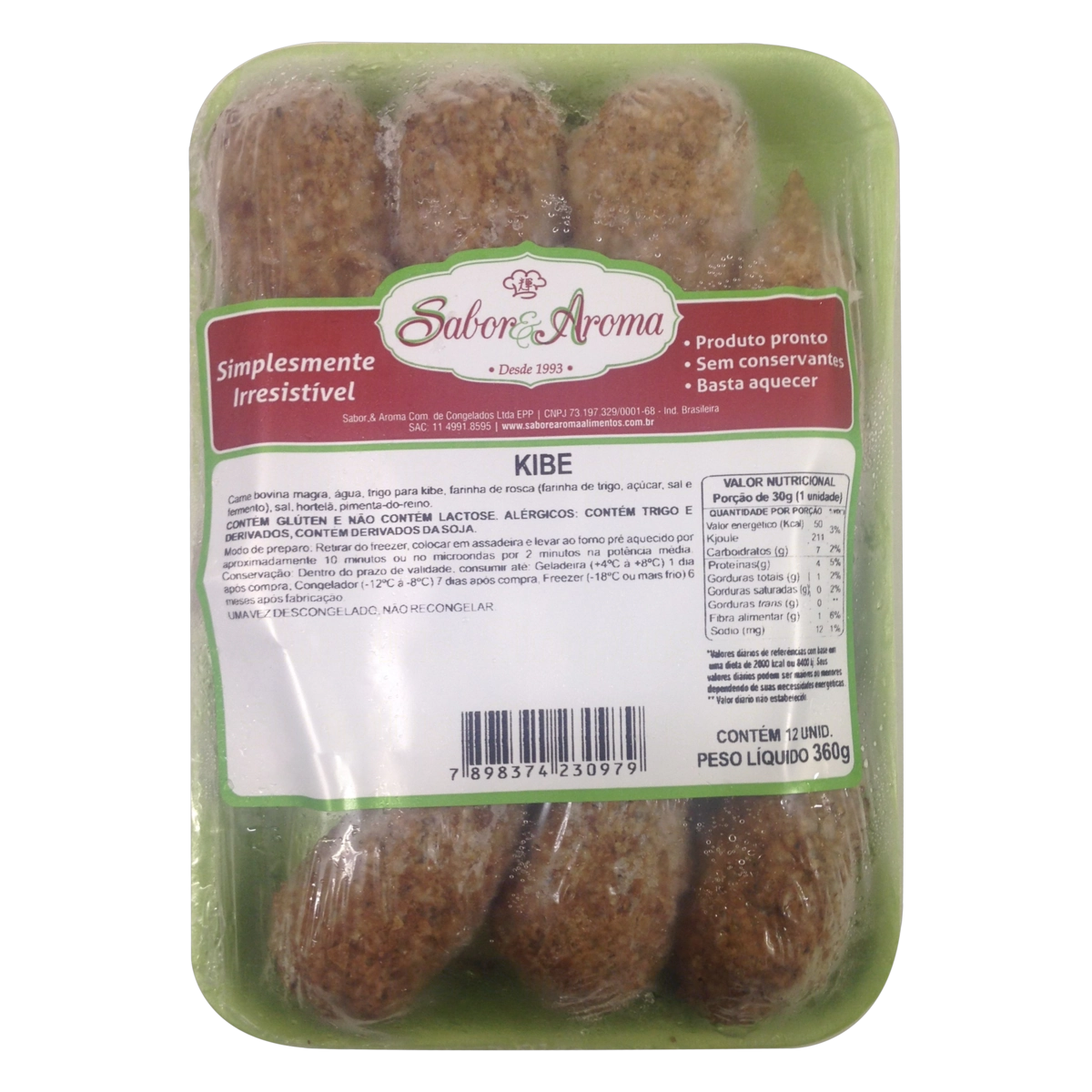 Quibe Congelado Sabor Aroma Bandeja 360g 12 Unidades