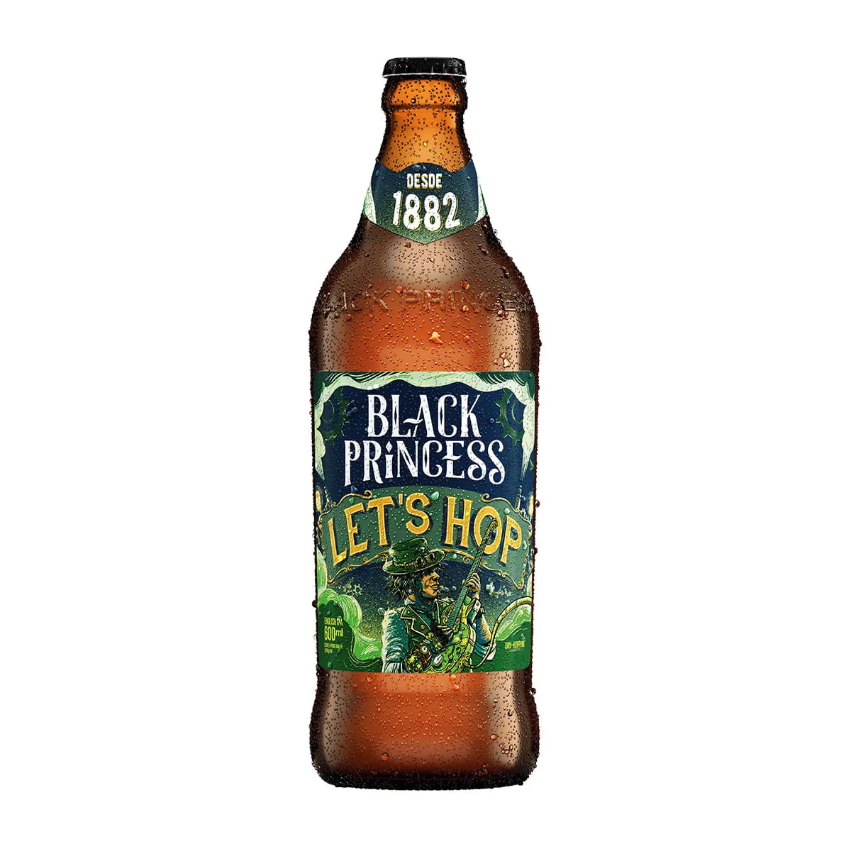 Cerveja English IPA Puro Malte Let's Hop Black Princess Garrafa 600ml