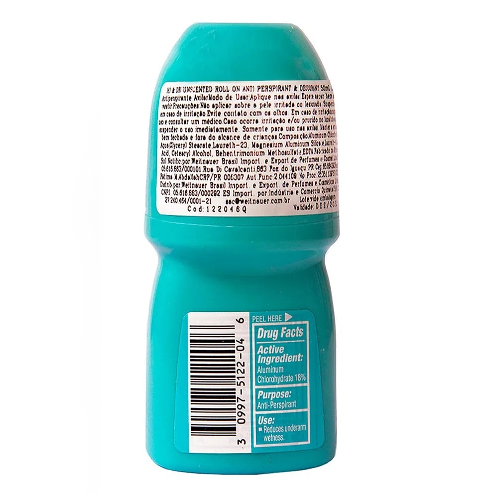 Desodorante R Hi Dri Unscented Azul Imp
