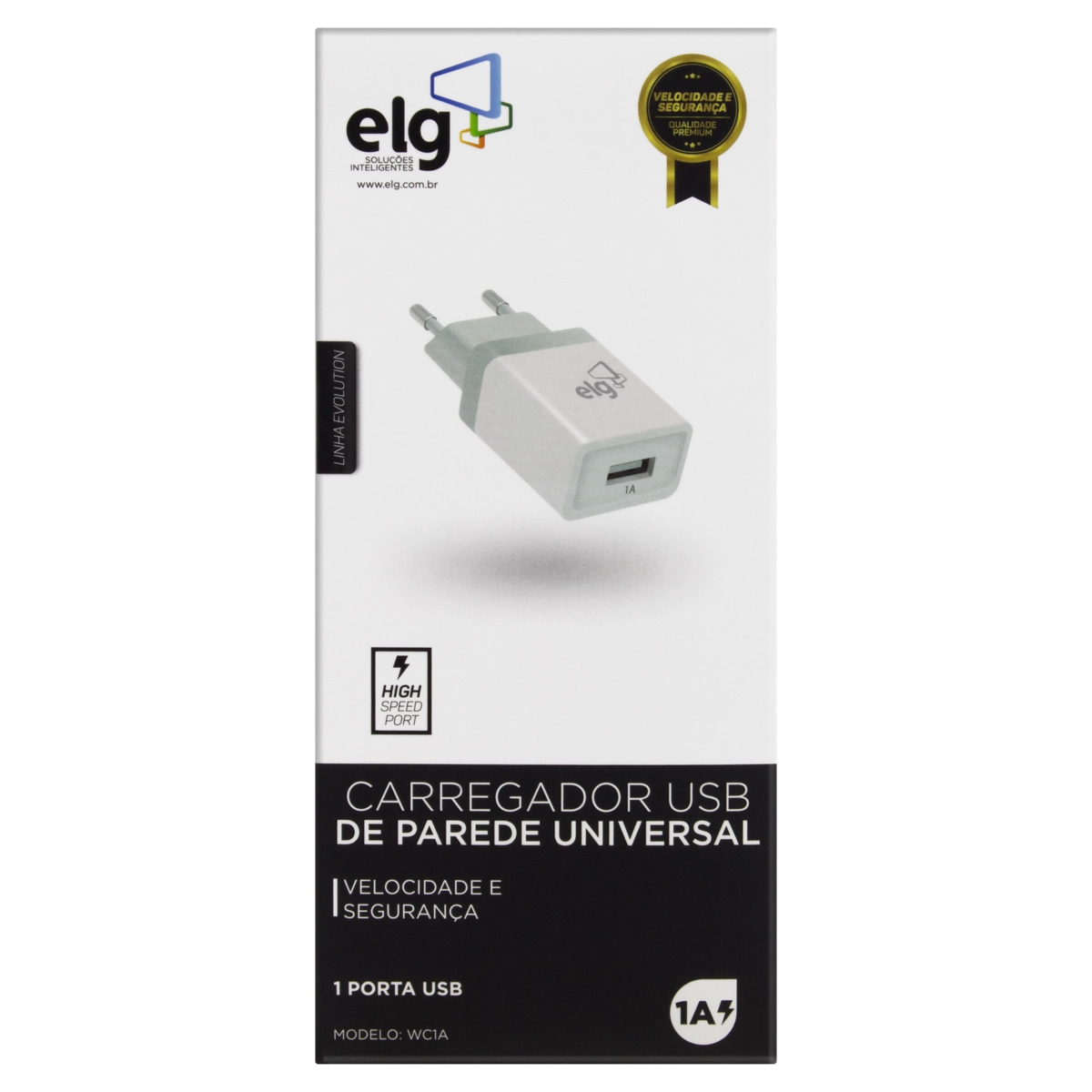 Carregador De Parede Usb Branco Wc1a Elg Evolution Bivolt