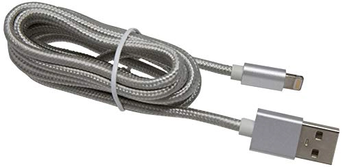 C818bs Cabo Lightning Em Tecido Trancado Nylon Reforcado Sincronizacao / Recarga 1,8m Prata