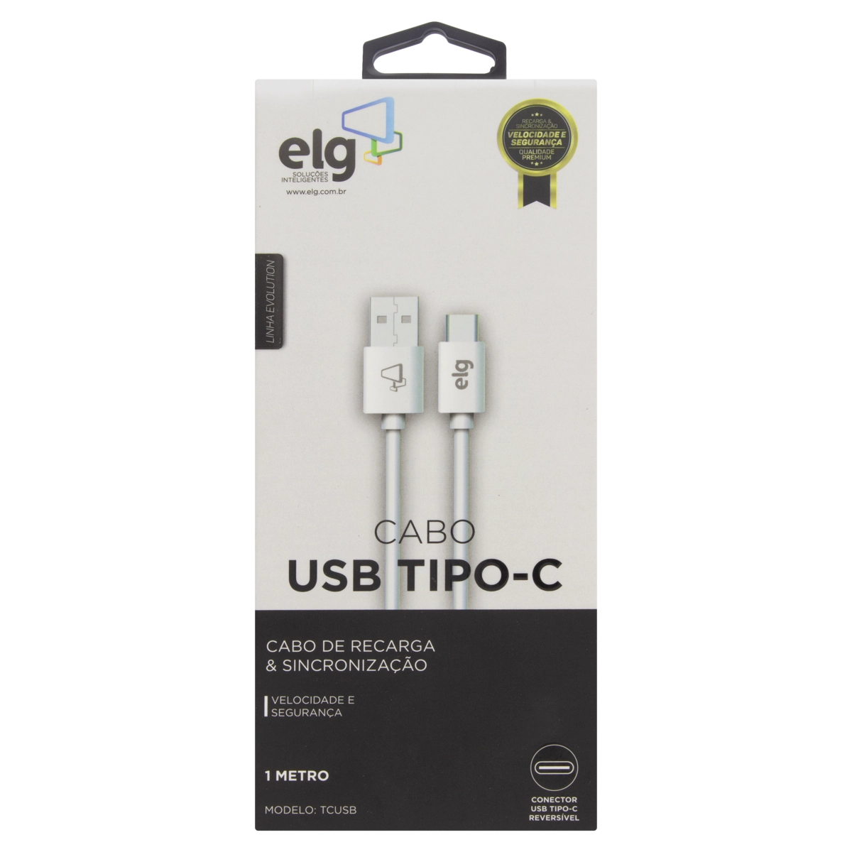 Cabo Usb Tipo C Branco Tcusb Elg Evolution