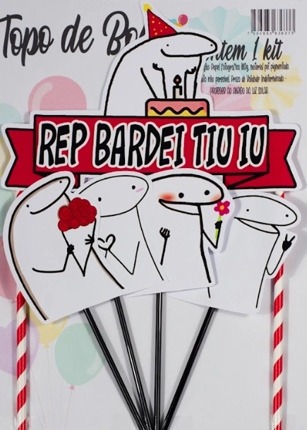 Topo P/ Bolo Flork Icons Fazendo Festa