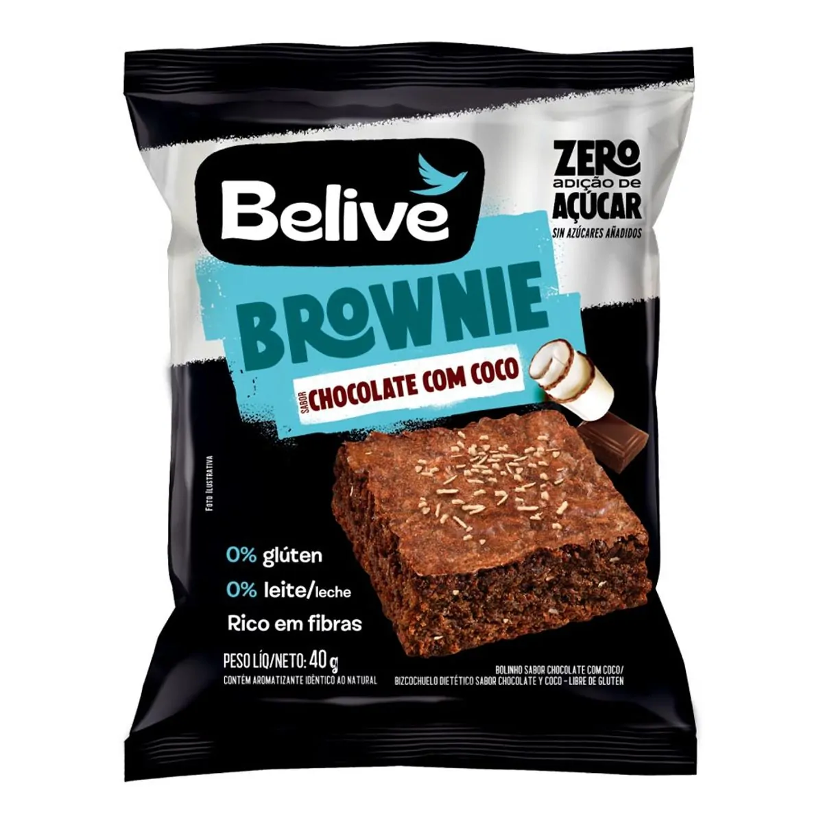 Brownie Sabor Chocolate com Coco Zero Belive 40g
