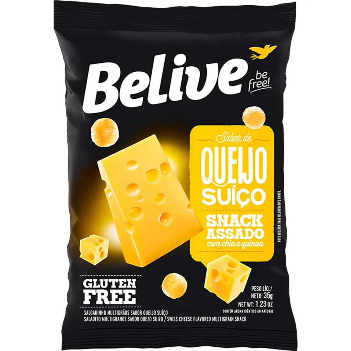 Snack Arroz Sem Glúten Belive Queijo Suíço 35 g