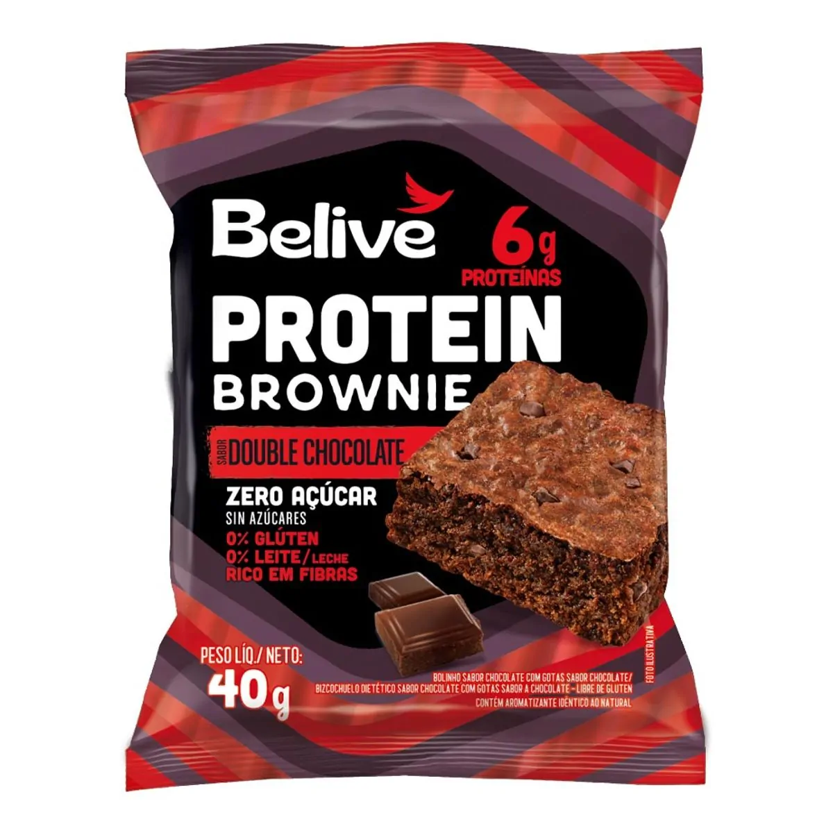 Brownie Sem Açúcar Protein 6 g Double Chocolate Belive 40 g