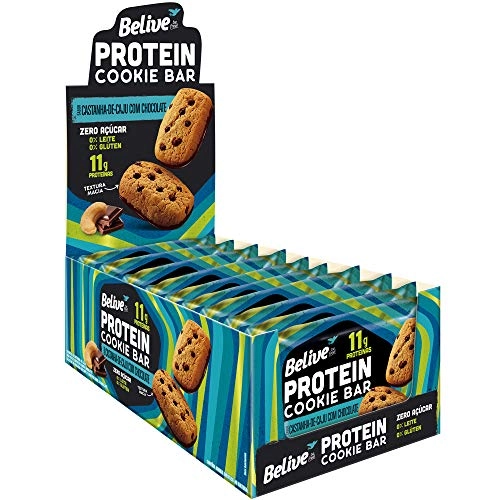 Cookie Bar Protein Castanha De Caju Com Chocolate Sem Açúcar Sem Glúten Sem Lactose Belive 40g Displ