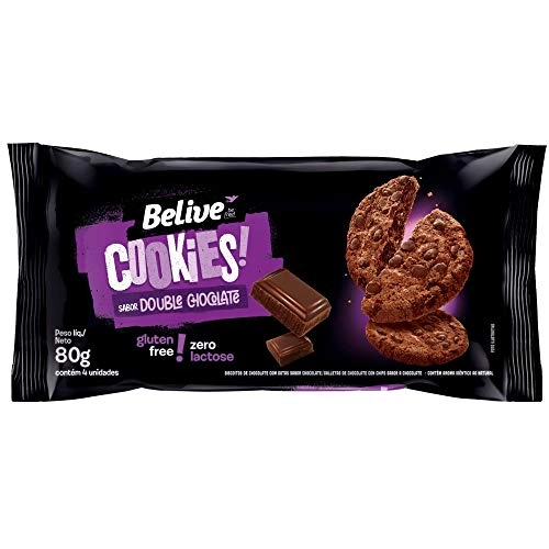 Display Cookie Double Chocolate Sem Glúten Sem Lactose Belive 10 Unidades De 80g