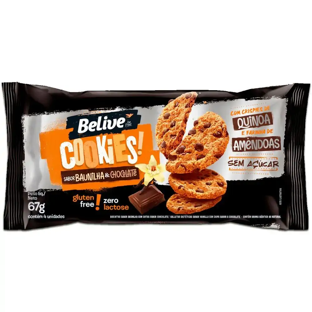 Cookies Baunilha com Gotas de Chocolate Belive 67 g