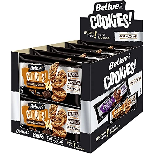 Display De Cookie Baunilha E Chocolate Sem Açúcar Sem Glúten Sem Lactose Belive 10 Unidades De 67g