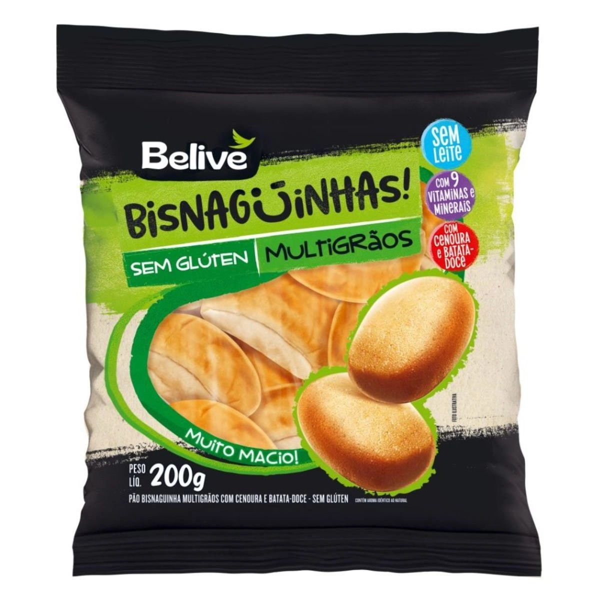 Bisnaguinha Sem Glúten Sem Lactose Multigrãos Belive 200g
