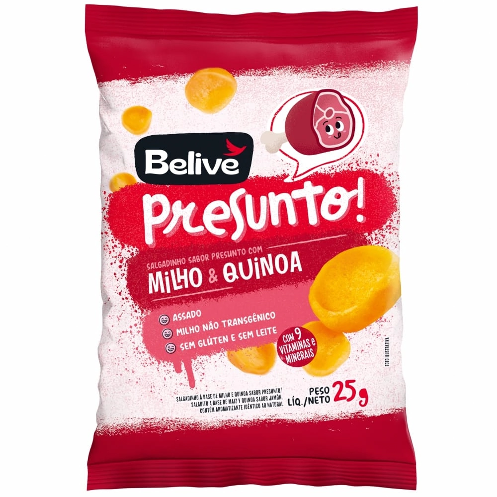 Salgadinho De Milho E Quinoa Sabor Presunto Sem Glúten Sem Leite Com 9 Vitaminas E Minerais Belive 2
