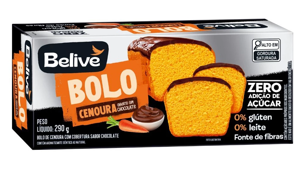 Bolo Belive Cenoura C/cob Choc Zero Acucar 290g
