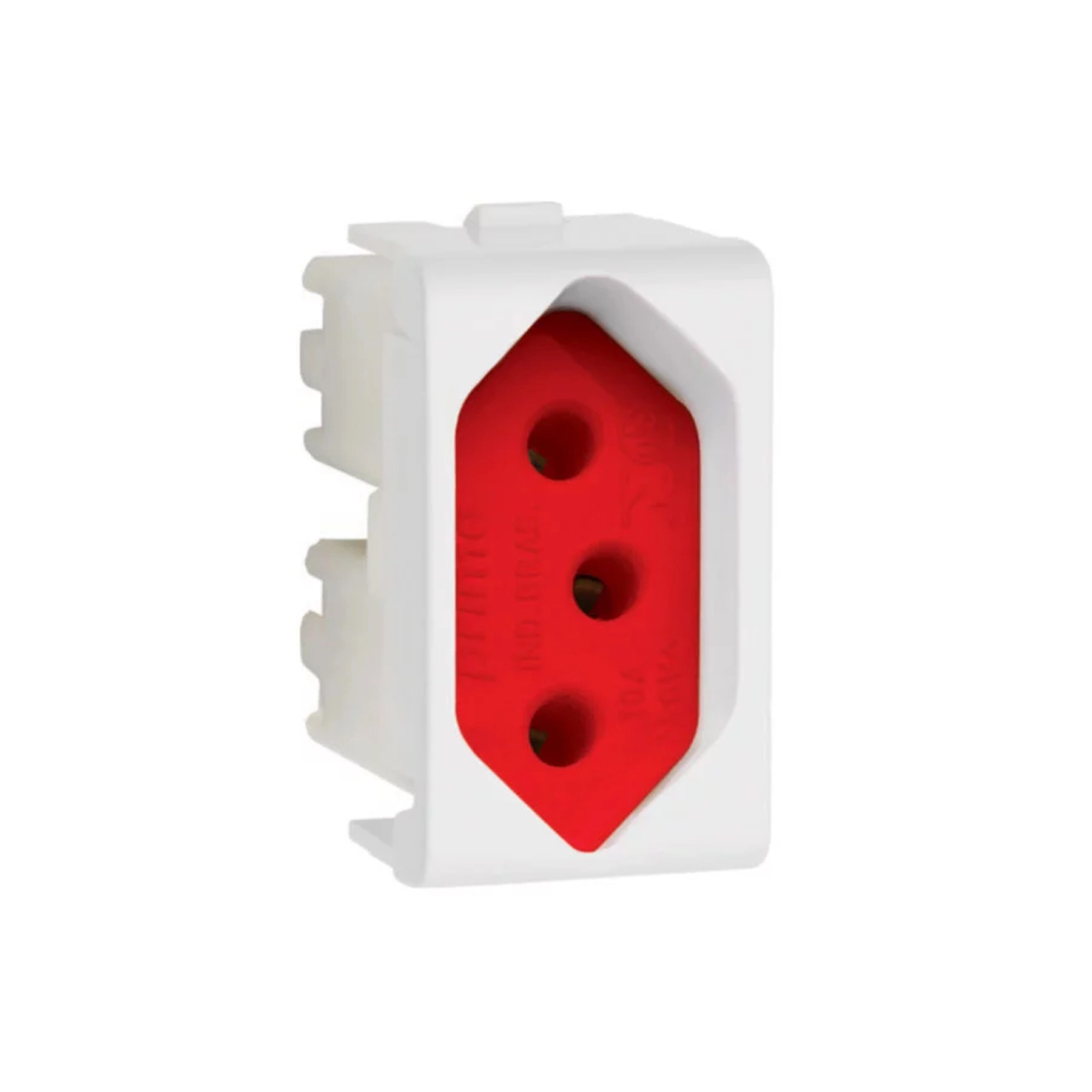 Modulo Tomada 2P+T 20A 250V Fundo Vermelho Branco Decor Schneider