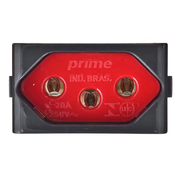 Modulo Tomada 2P+T 20A 250V Fundo Vermelho  Grafite Decor Schneider