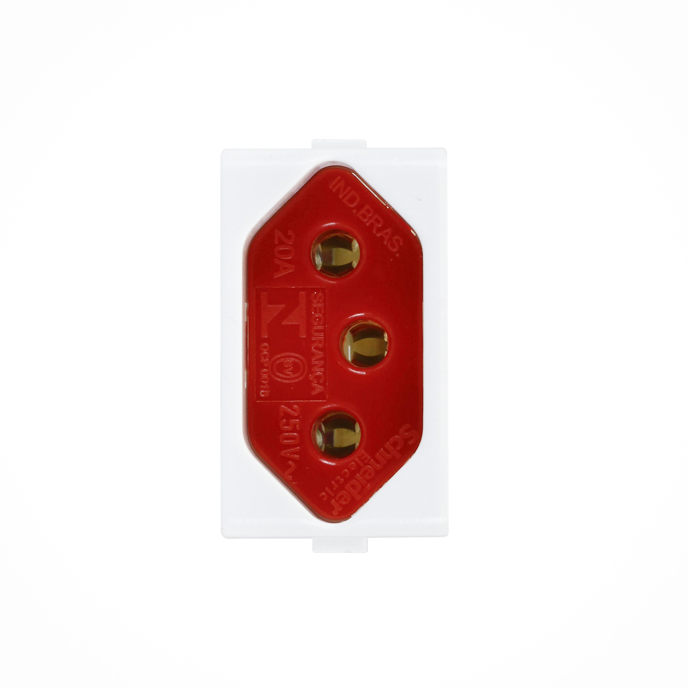 Módulo Tomada 2p+T 20a 220v Lunare Branco E Vermelho