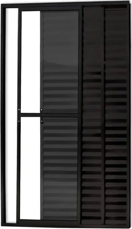 Porta Balcão 3 Folhas Com Trinco 2,10 X 1,20 Cor Preto Linha Econ