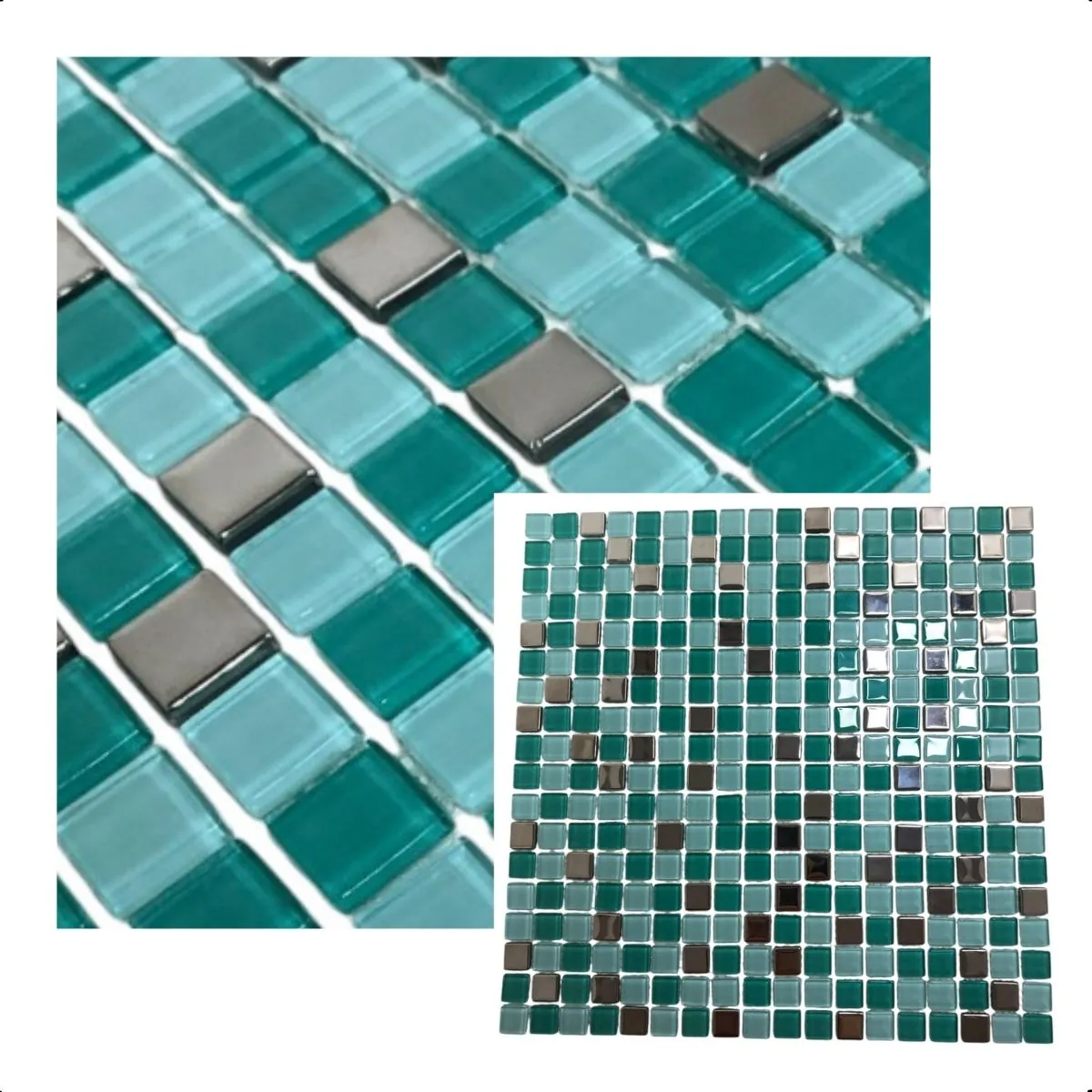 Pastilhas de Vidro Verde Mix Metalizada 30x30cm