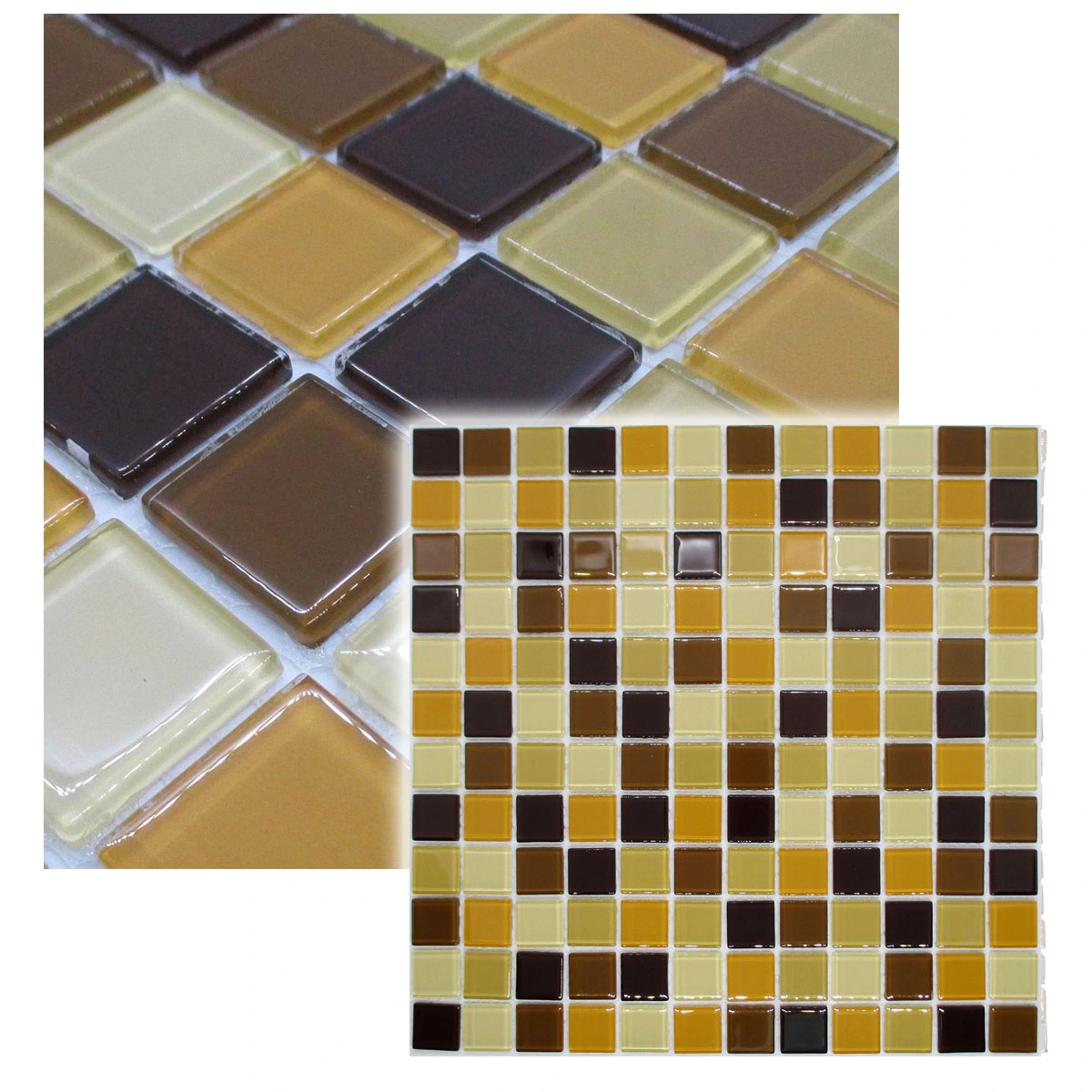 Pastilhas de Vidro Marrom Mix Brilhante 30x30cm