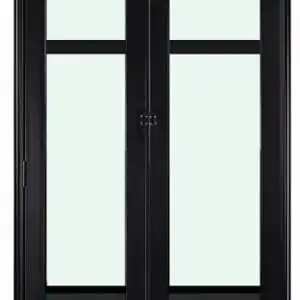 Porta De Aluminio Camarão Palheta Vidro Mini Boreal Com Trinco Linha Premium Preto
