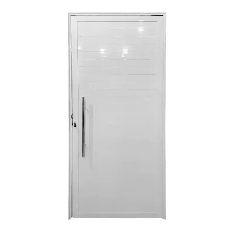 Porta De Aluminio Pivotante Lambril Com Puxador Linha Premium Branco