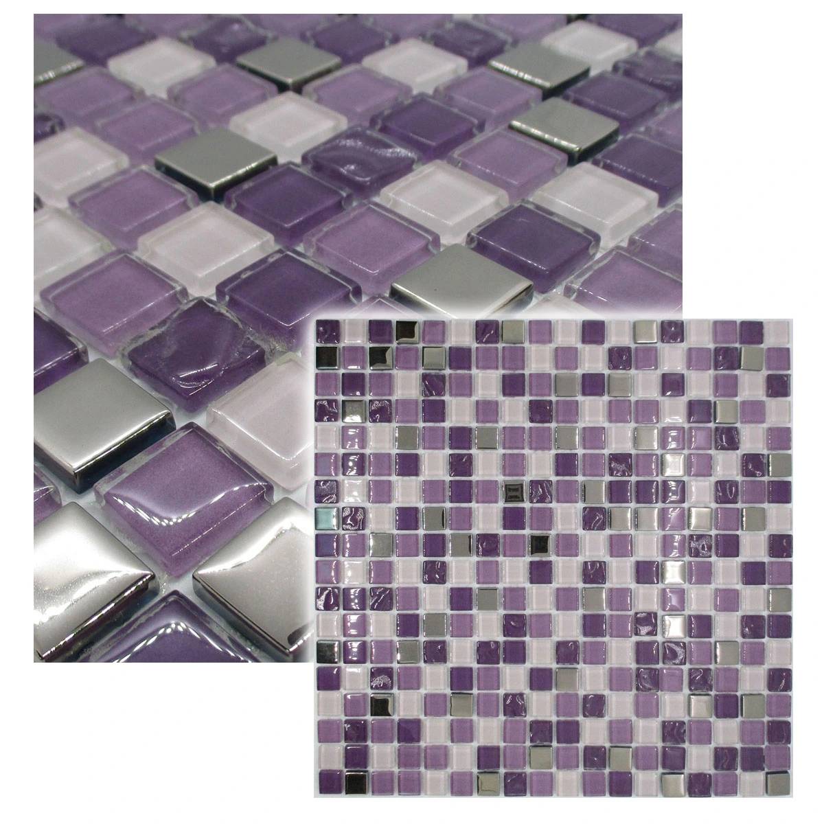 Pastilhas de Vidro Roxa Mix Metalizado 30x30cm