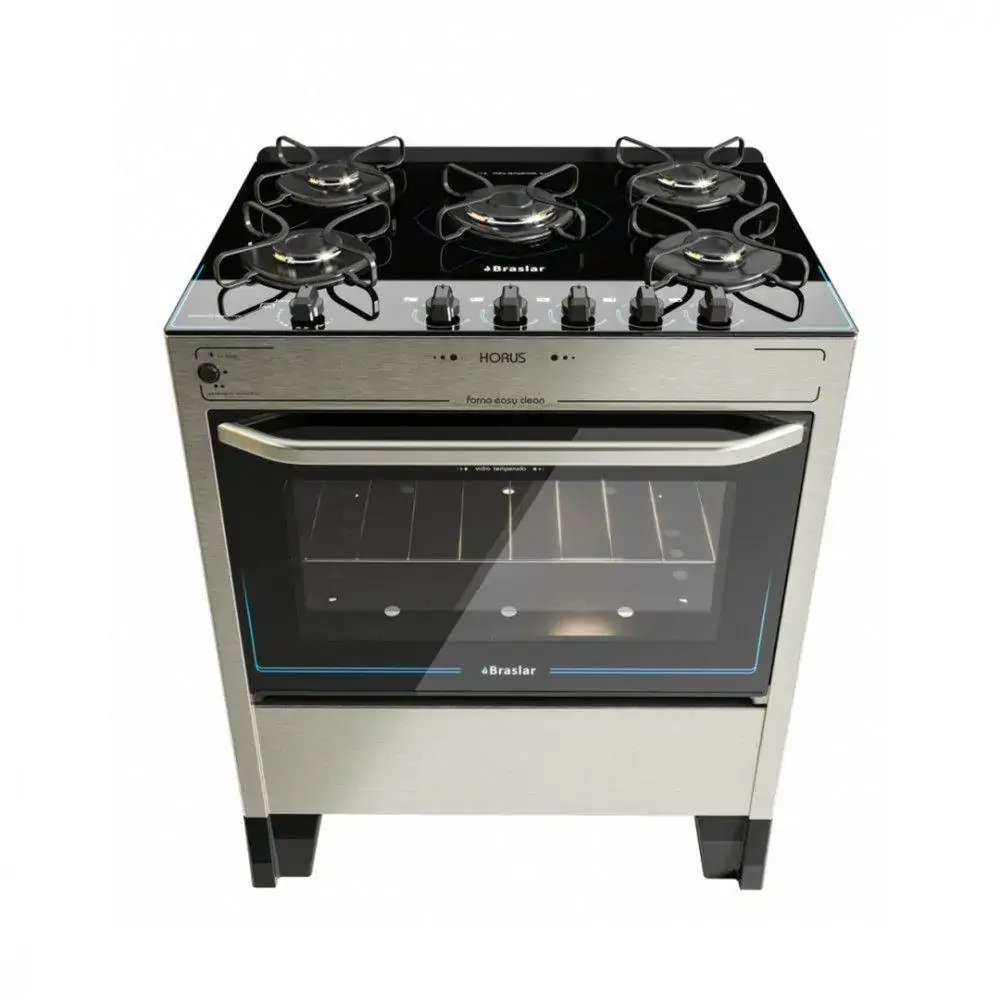 Fogão 5 Bocas Braslar Horus Inox Top Control 10020054 Cinza Bvolt - Bivolt