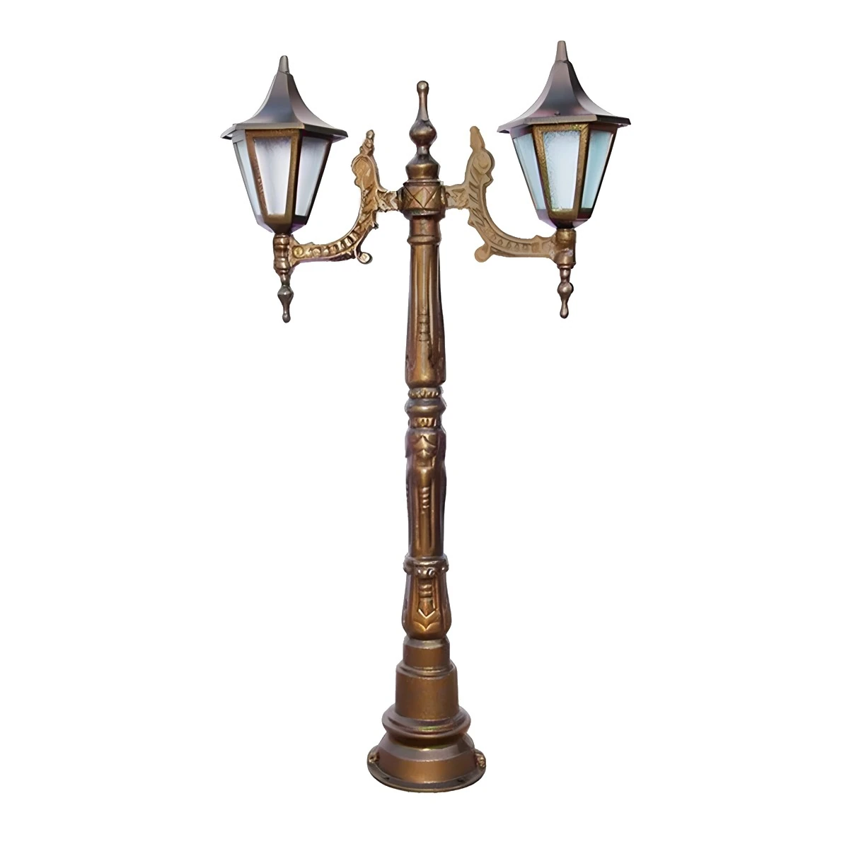 Poste Chinês Para Jardim De Alumínio 02 Luminárias 1 13m