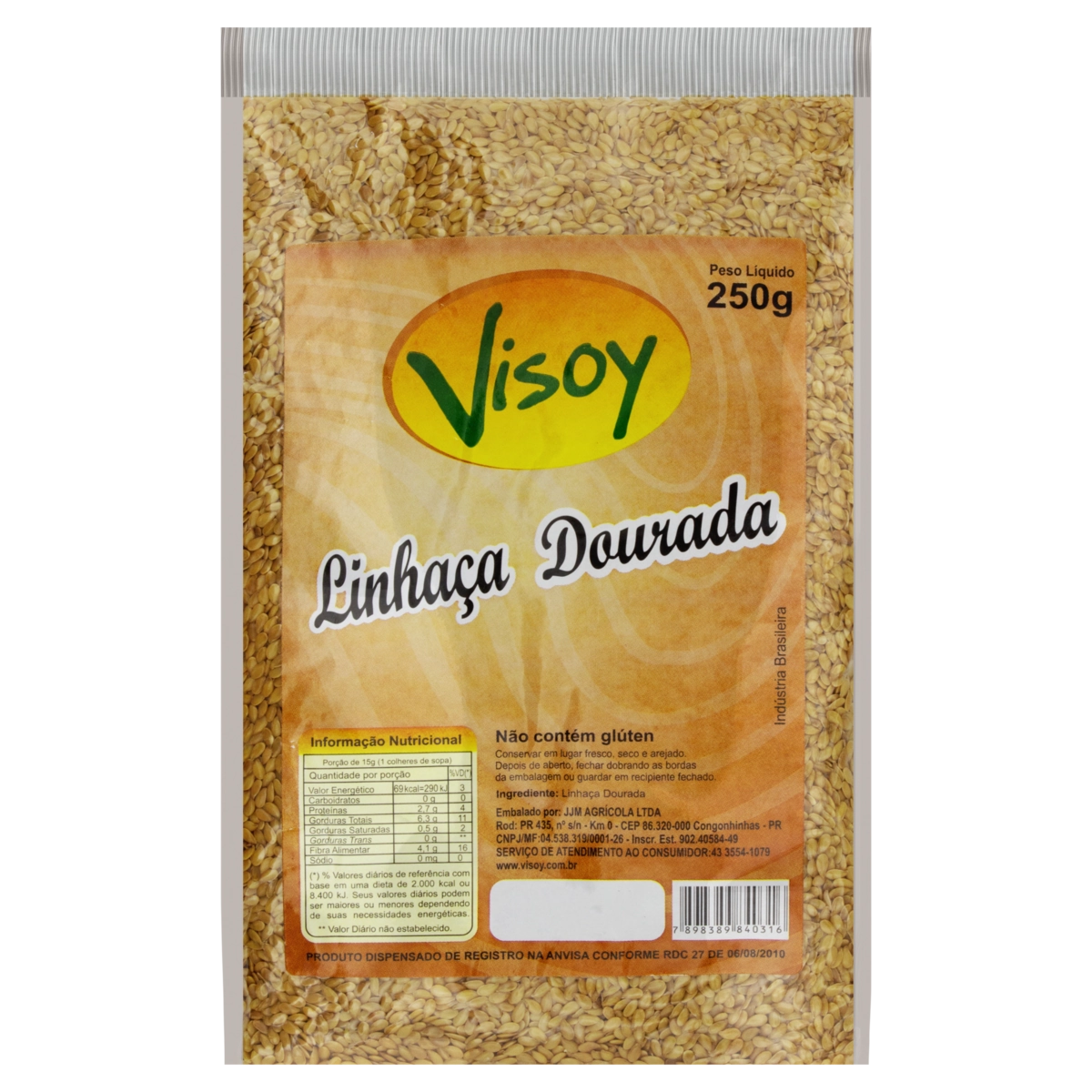 Linhaça Dourada Visoy Pacote 250g