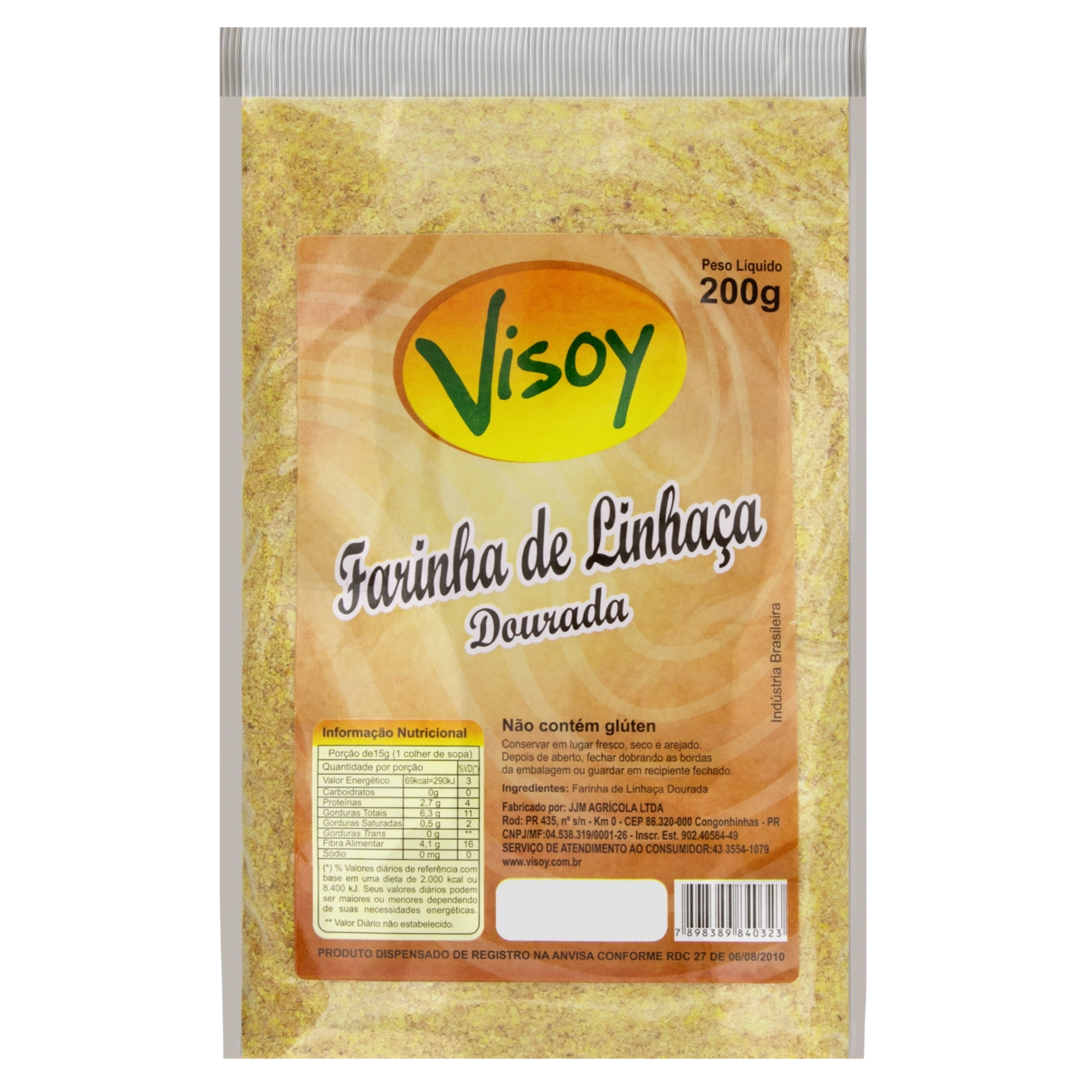 Farinha De Linhaça Dourada Visoy Pacote 200g