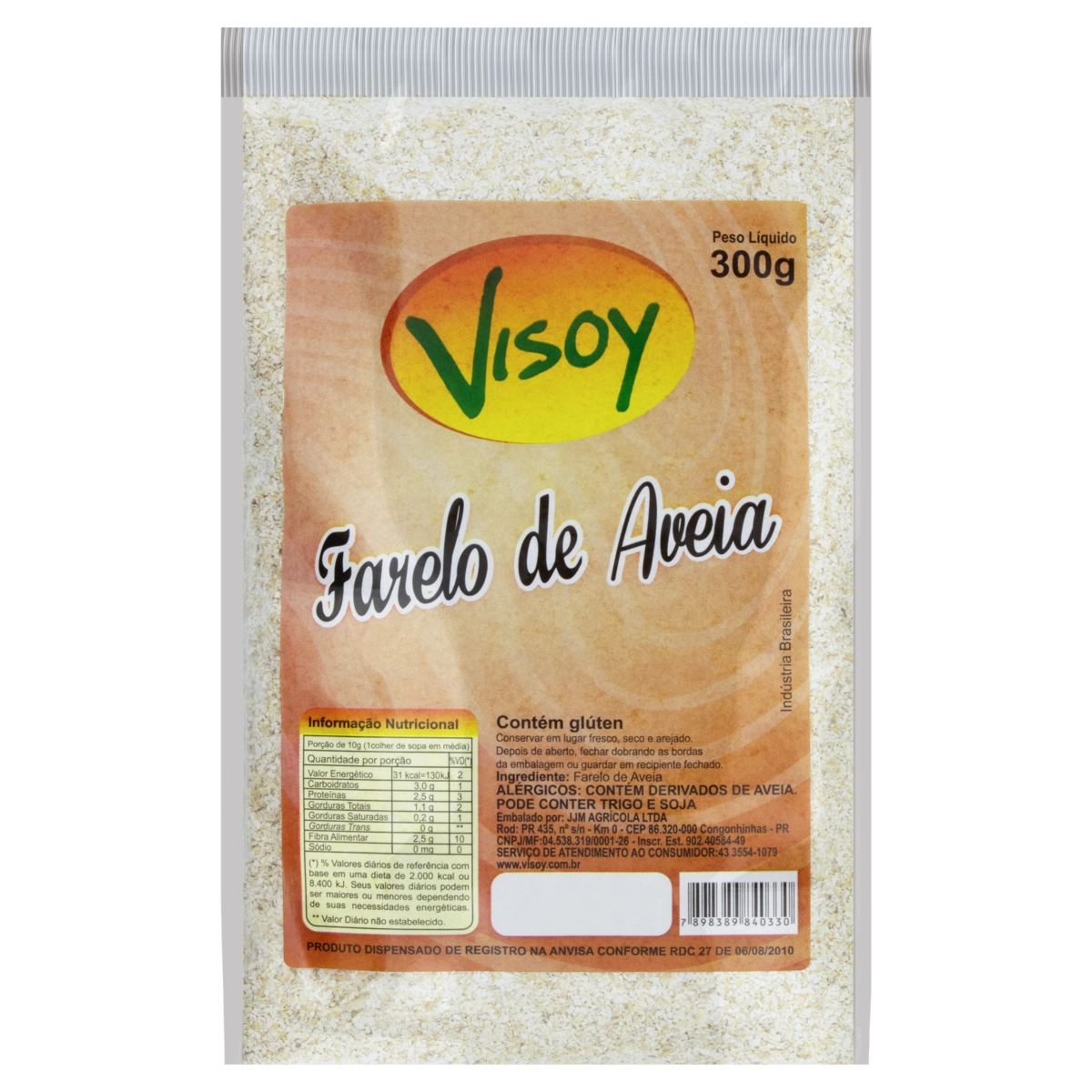 Farelo De Aveia Visoy Pacote 300g