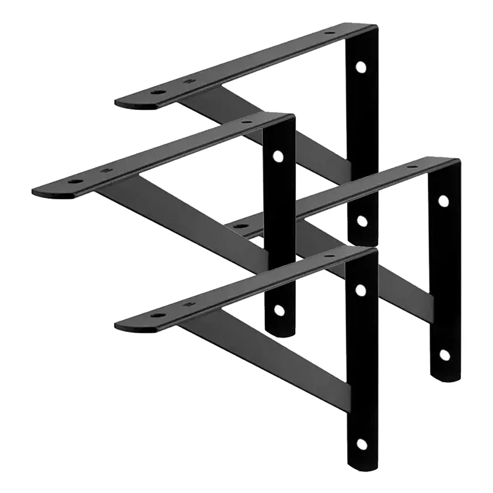 Kit 4 Suporte Prateleira Mão Francesa Aço 19cm Preto Fertak