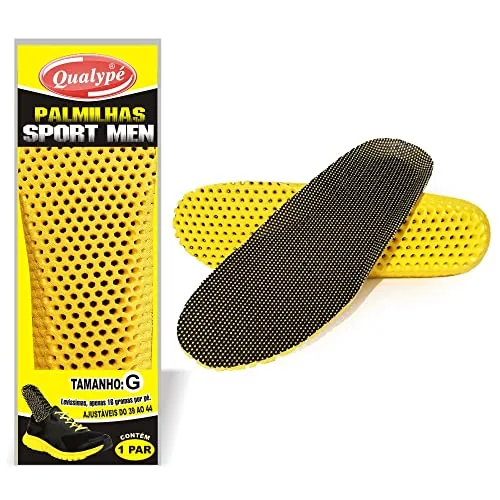 Palmilha Sport Masculina, Amarelo/cinza, Tamanho Ajustável 39 Ao 44 , Qualypé