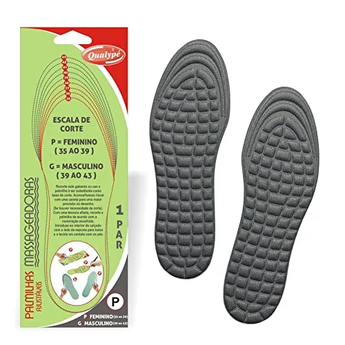 Palmilha Massageadora Feminina, Cinza/verde, Tamanho Ajustável 35 Ao 39 , Qualypé