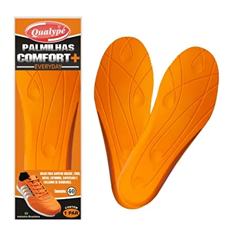 Palmilha Comfort , Preto/laranja, Tamanho 40, Qualypé