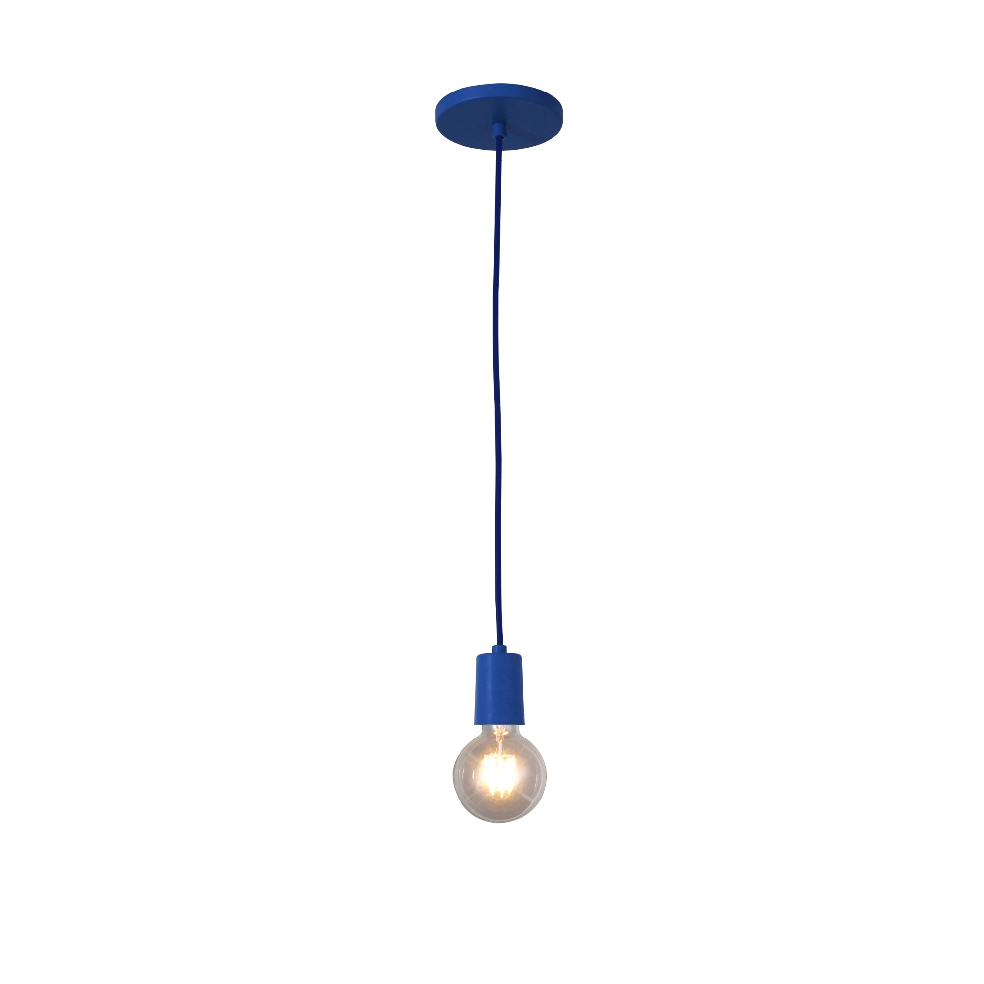 Pendente Tubo 1 Lâmpada Metal Azul Hitech Attena Iluminação