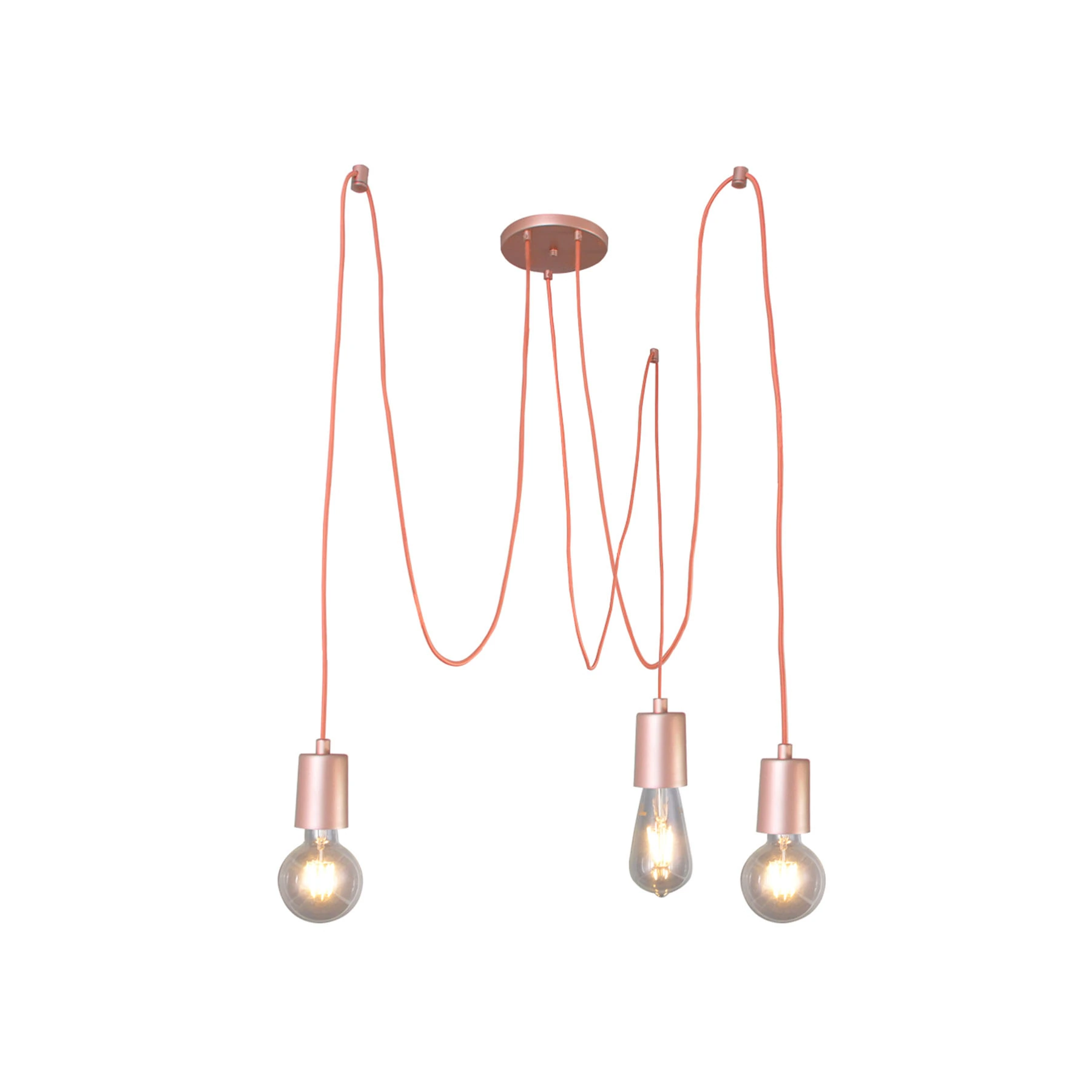 Pendente 3 Lâmpadas Rosa Metal Uno Attena
