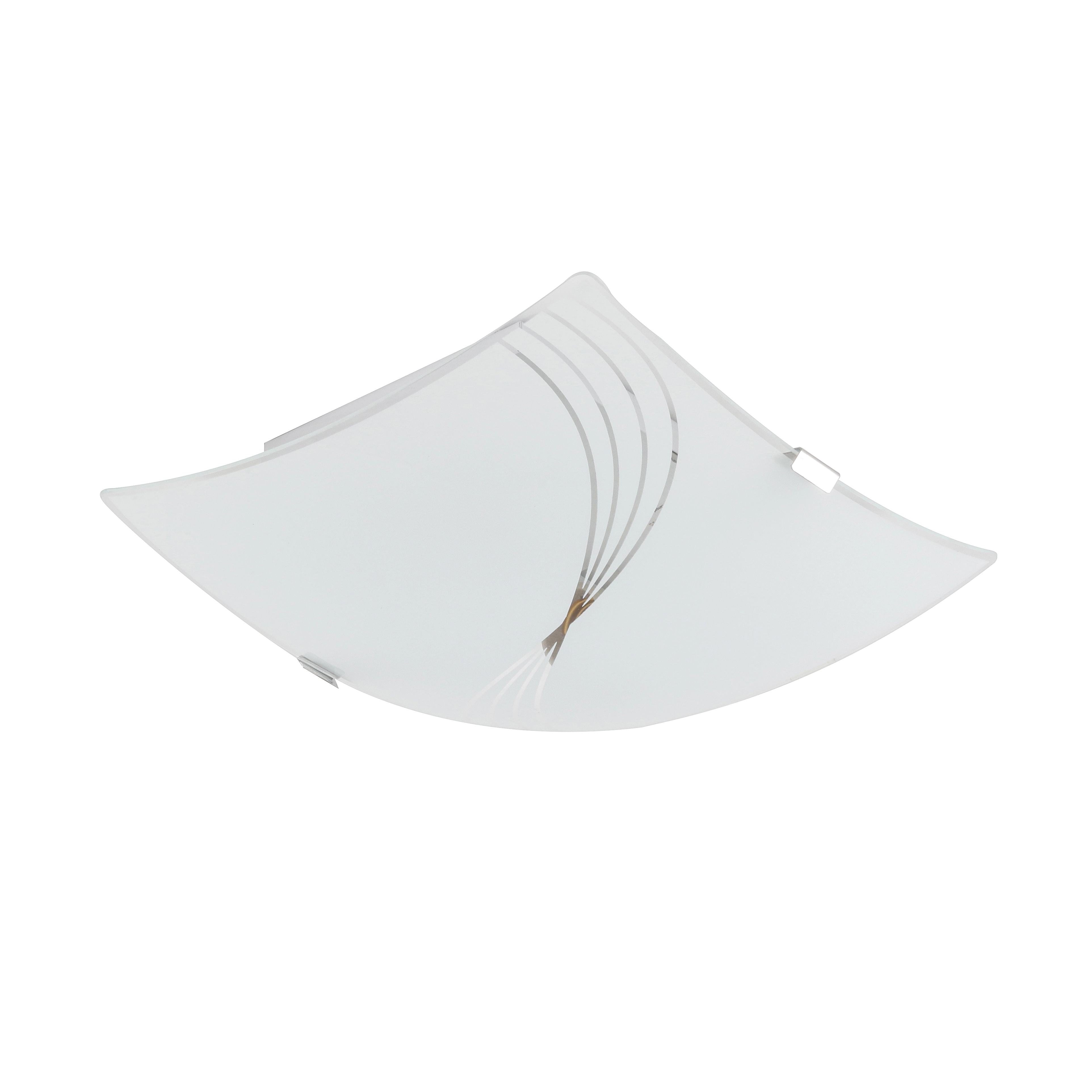 Plafon 2 Lâmpadas Branco Vidro Linhas Attena